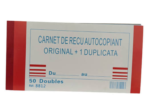 CARNET DE RECU AUTOCOPIANT ORIGINAL +1 DUPLI